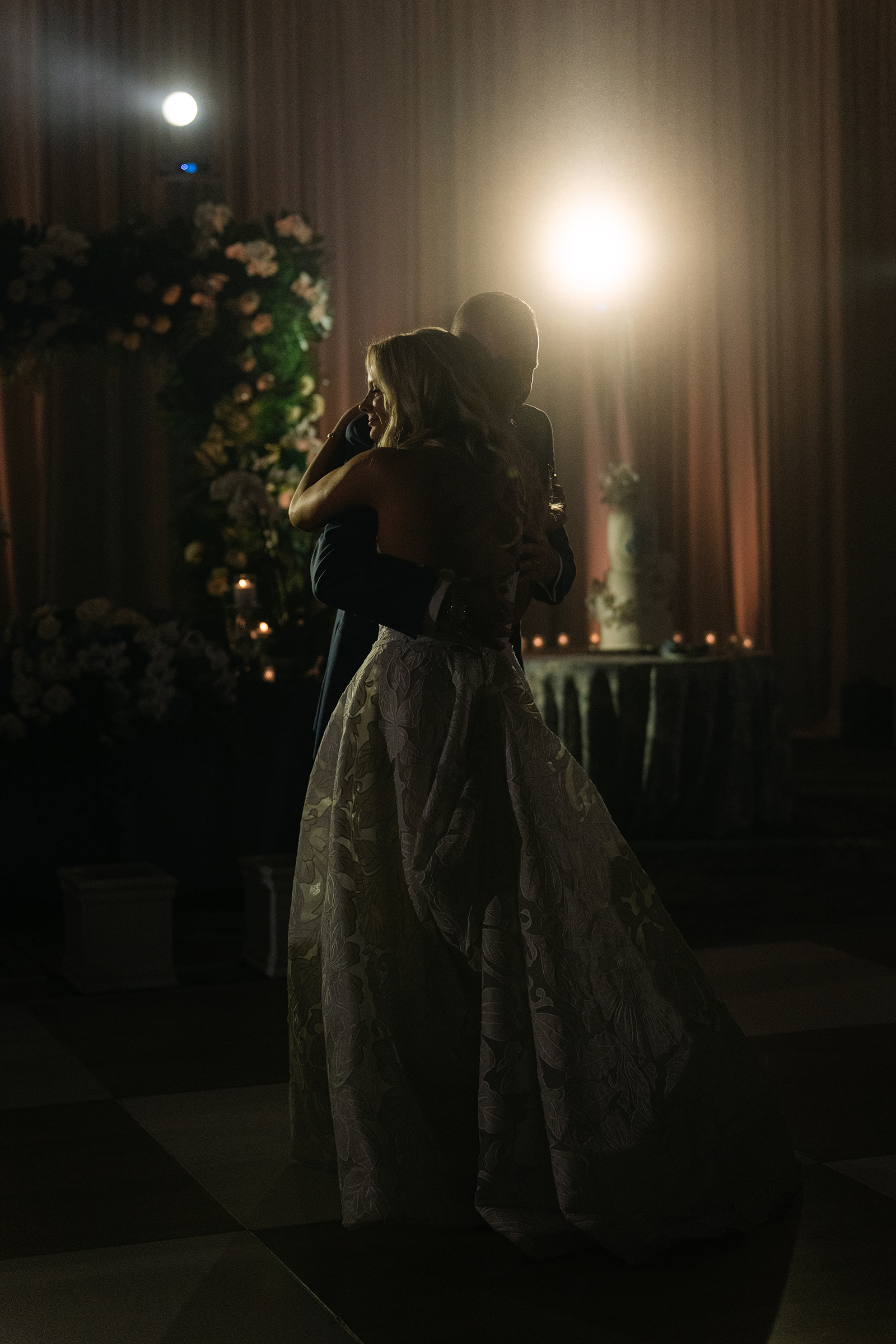 dreamy picture of bride and groom's first dance