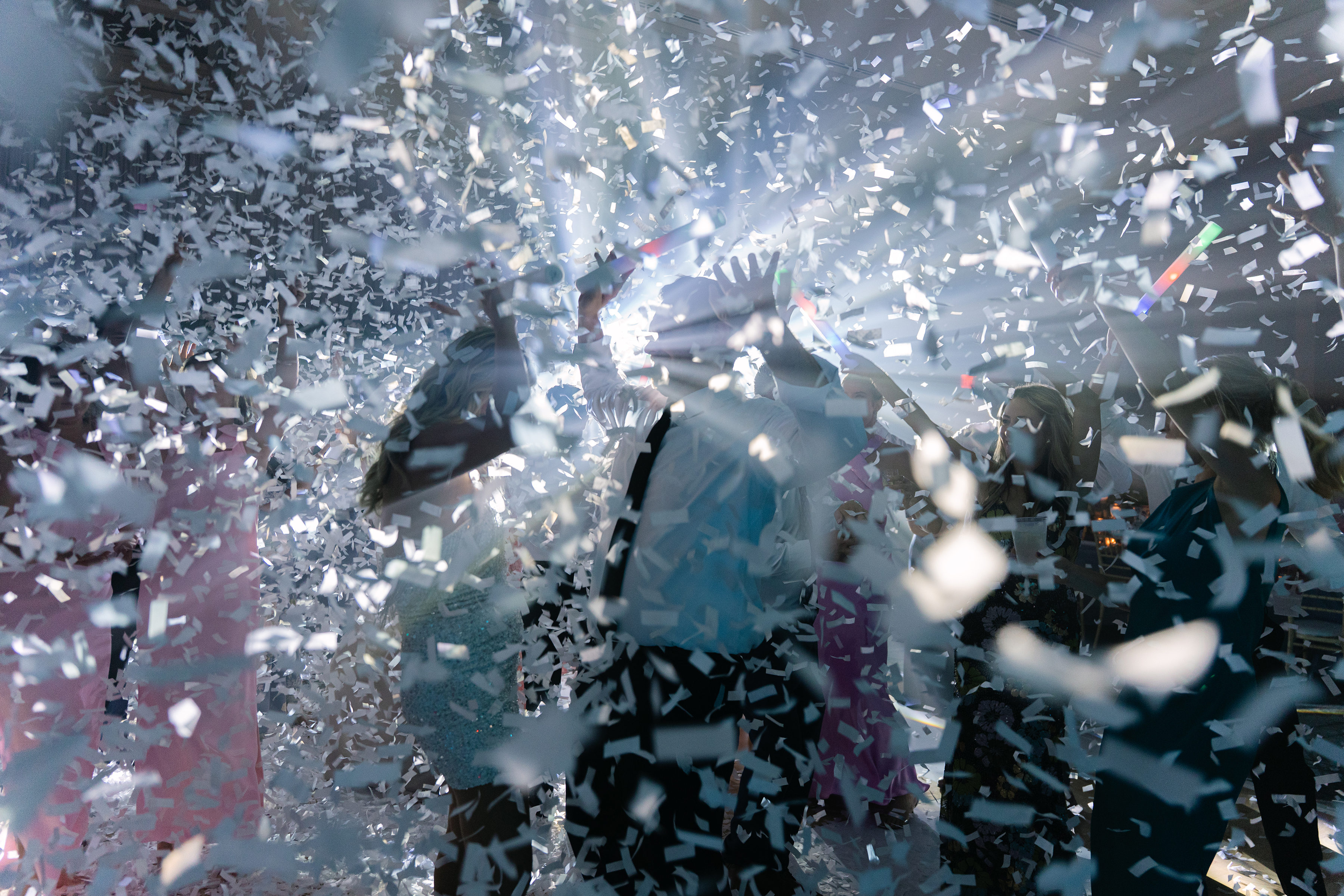 confetti during wedding reception