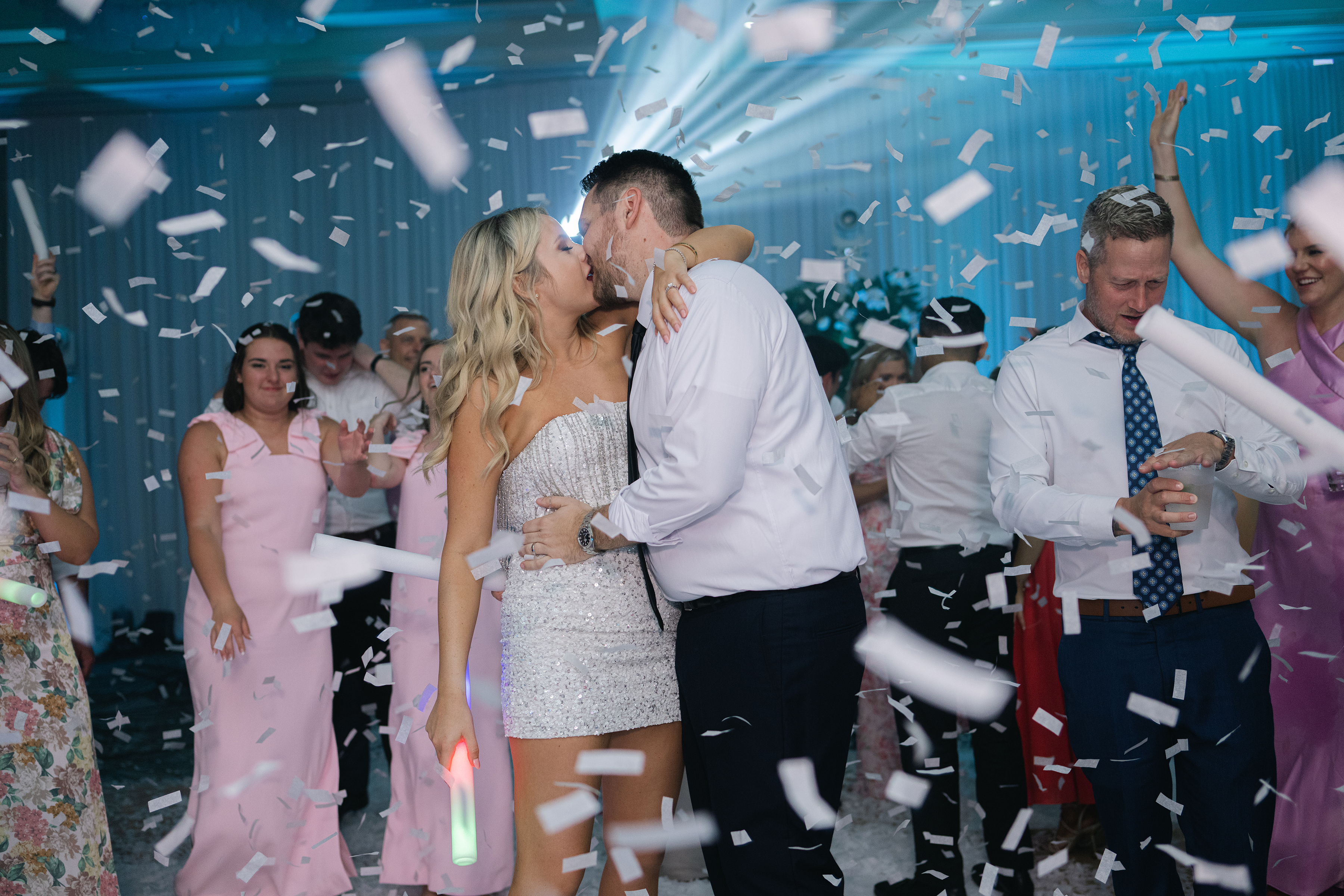 confetti during wedding reception