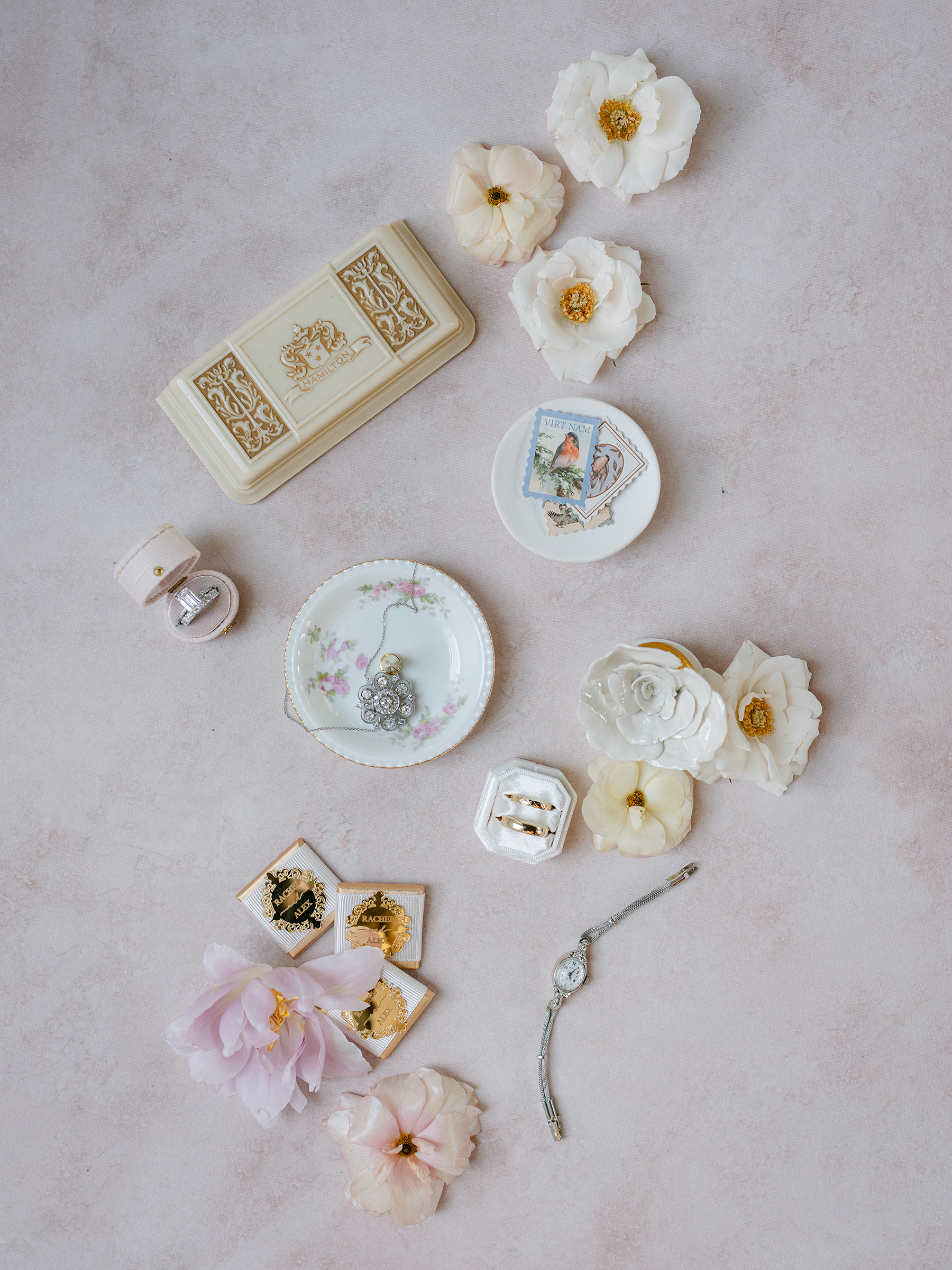 pink and neutral flat-lays