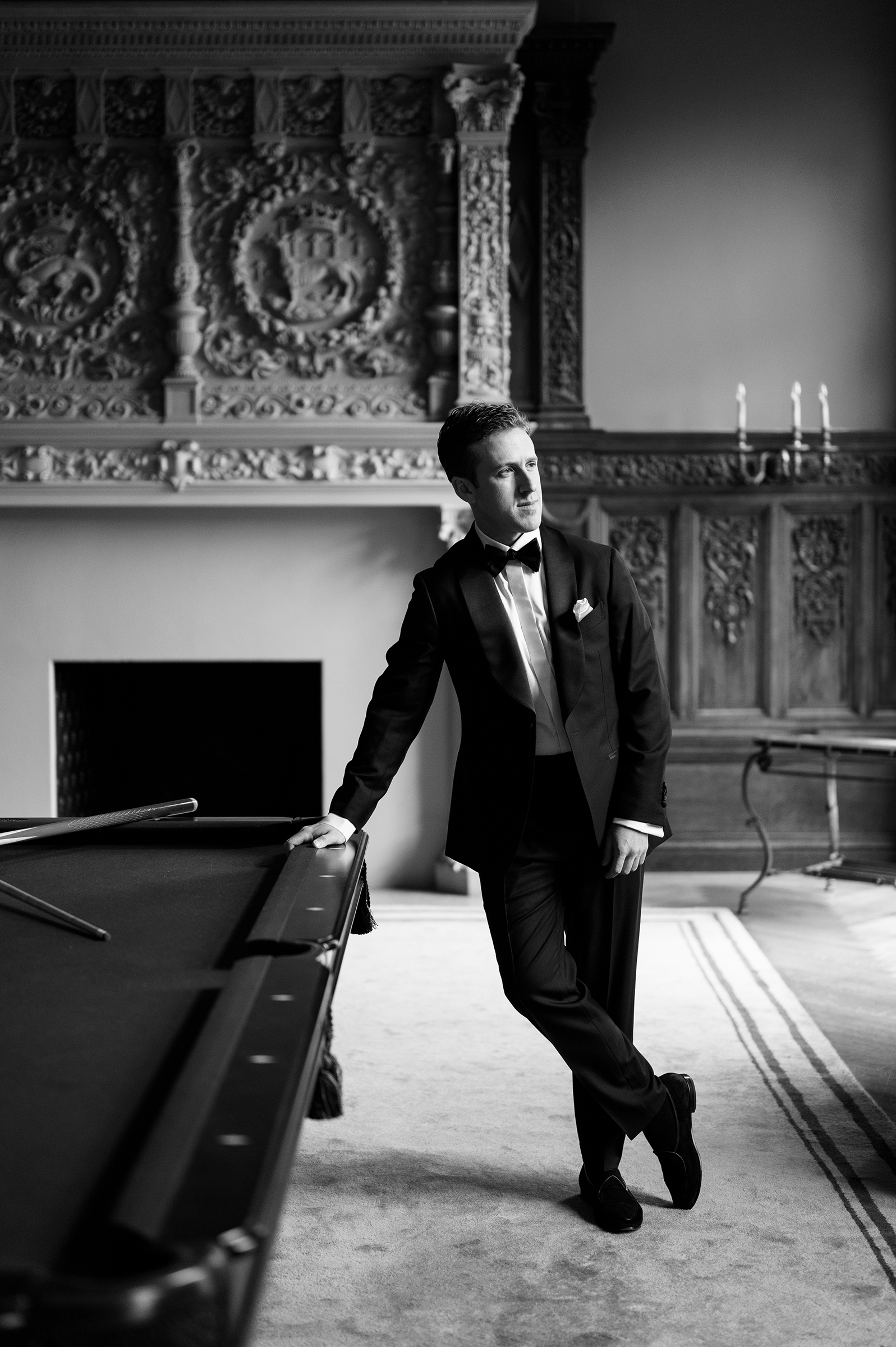 black-and-white picture of groom