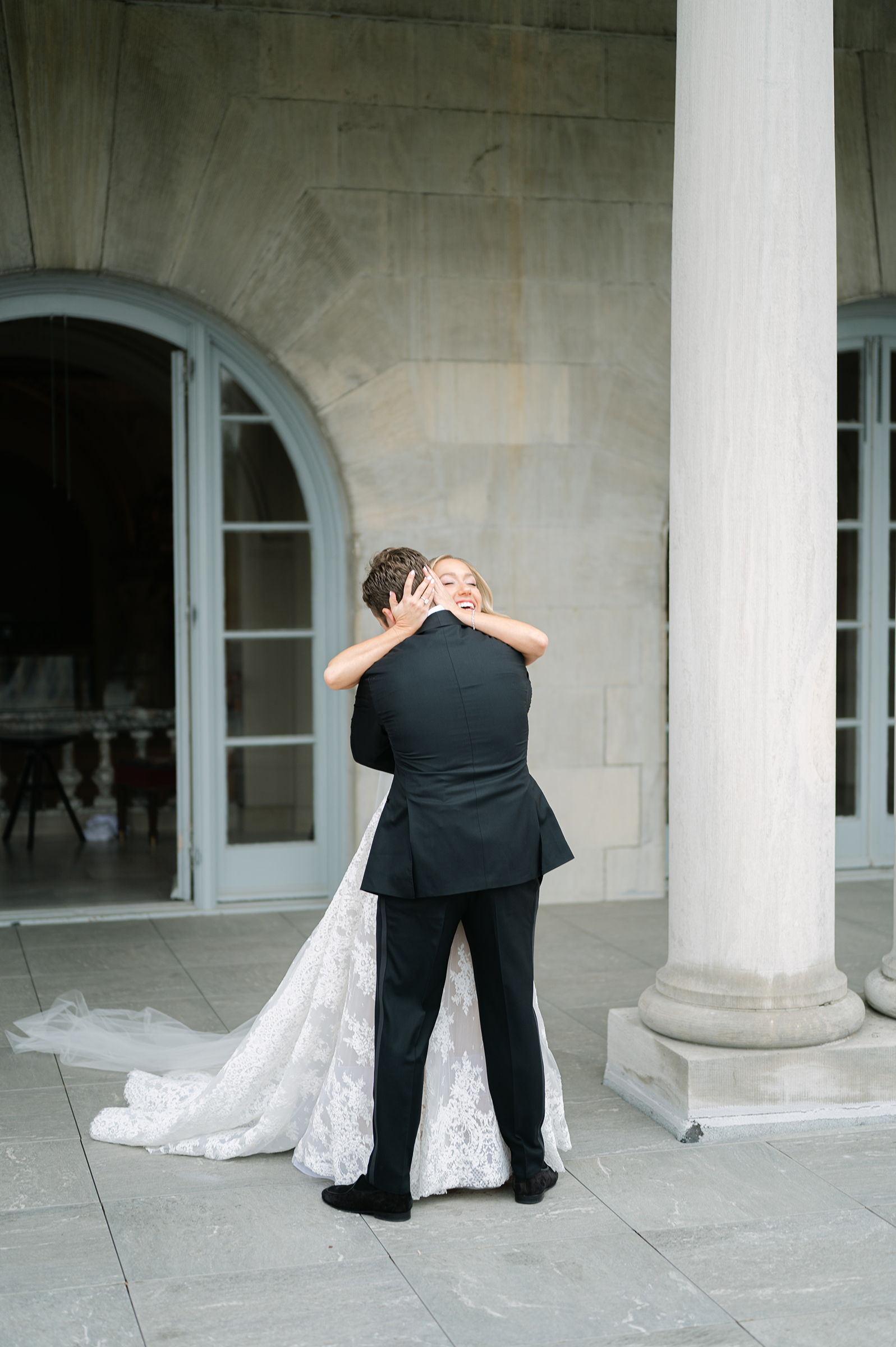 bride and groom's first look