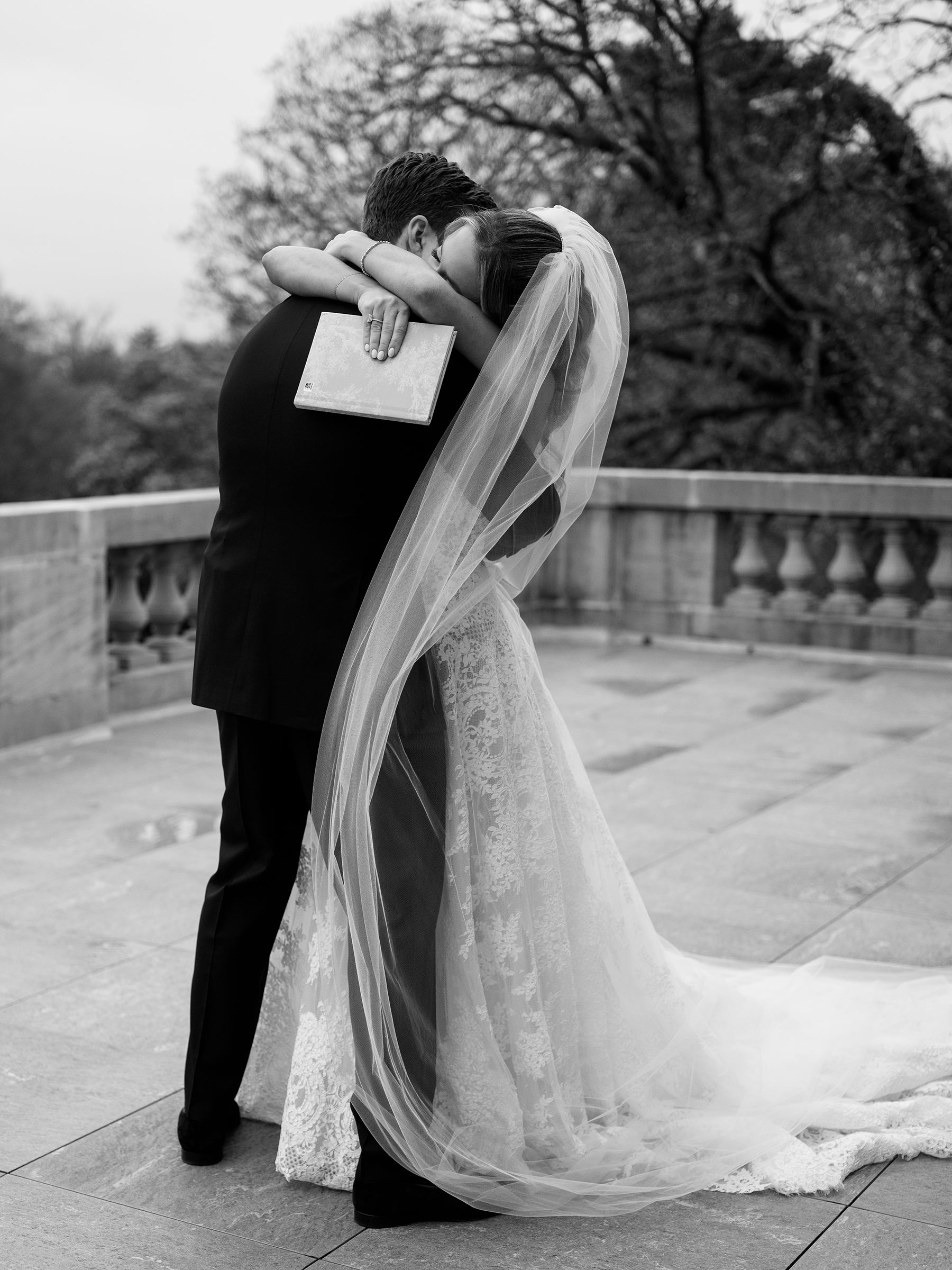 bride and groom saying wedding vows during first look