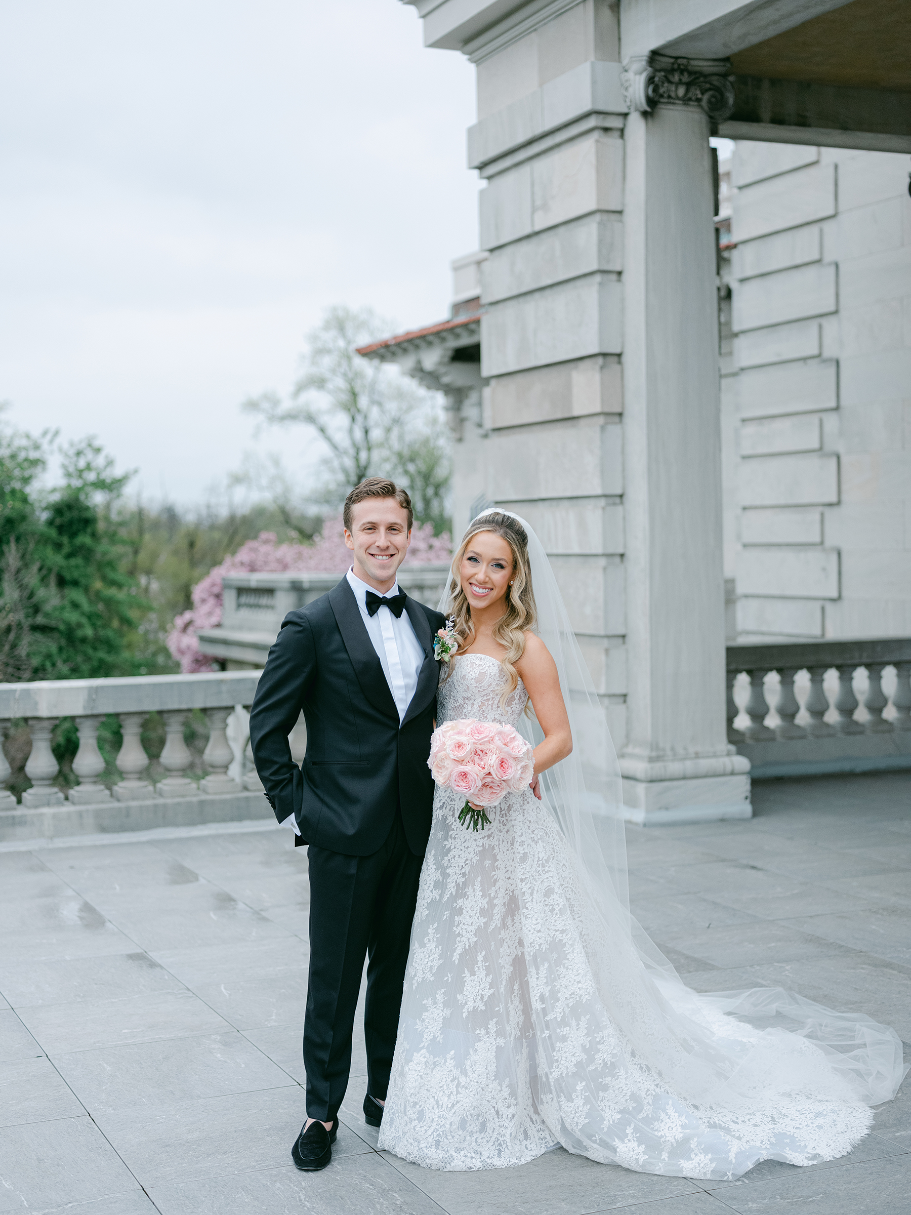 clean and timeless wedding portrait of bride and groom