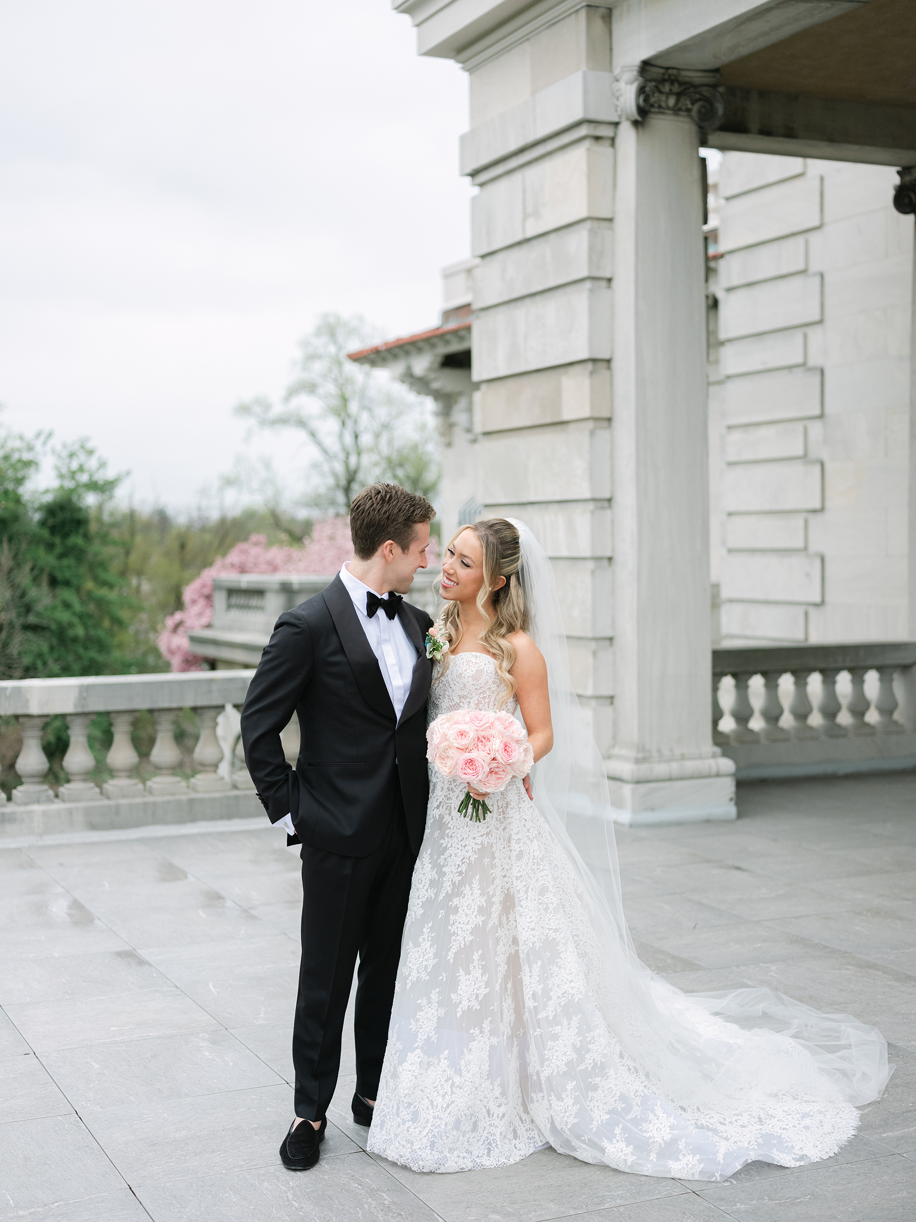 clean and timeless wedding portrait of bride and groom