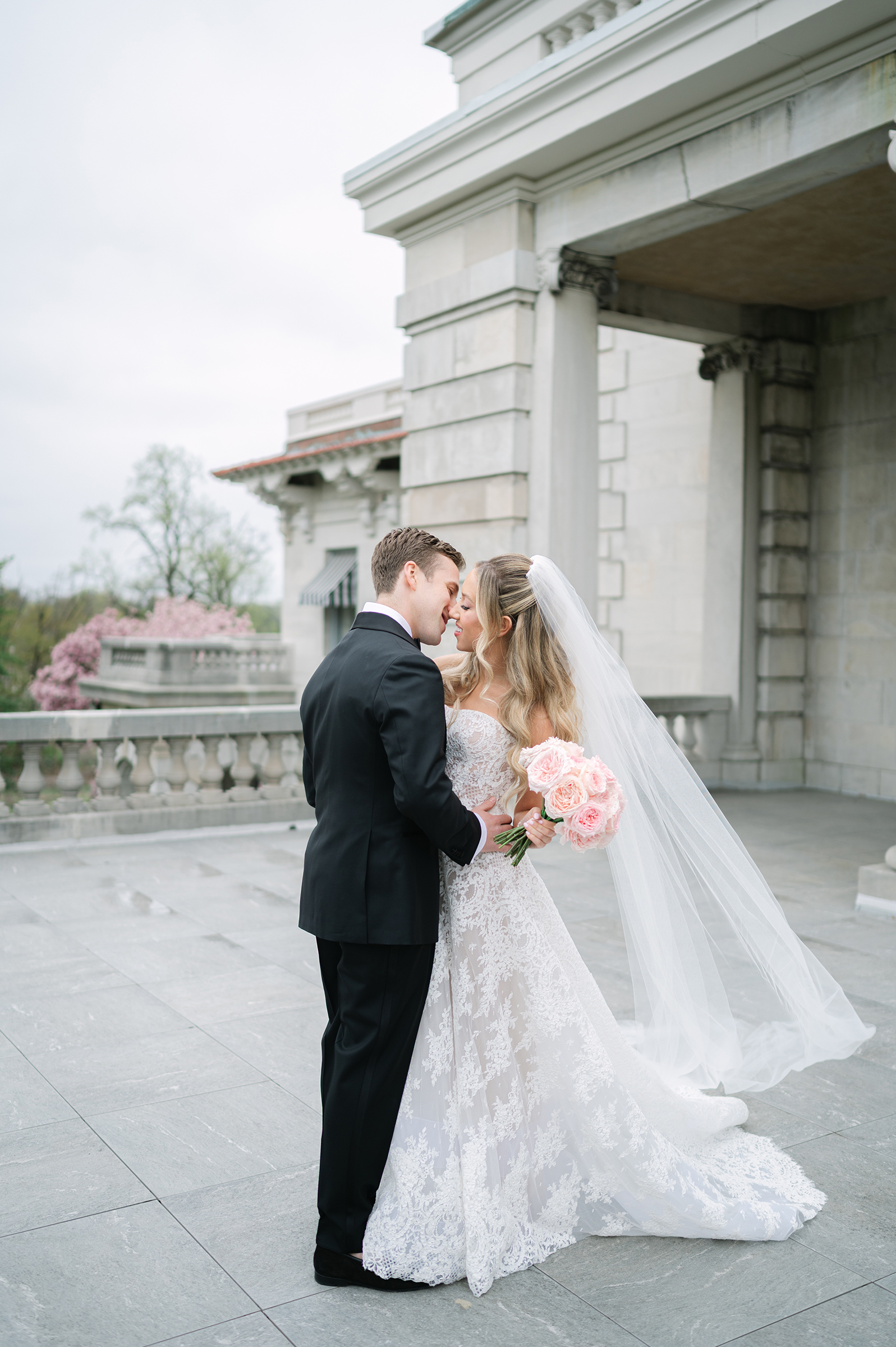 clean and timeless wedding portrait of bride and groom