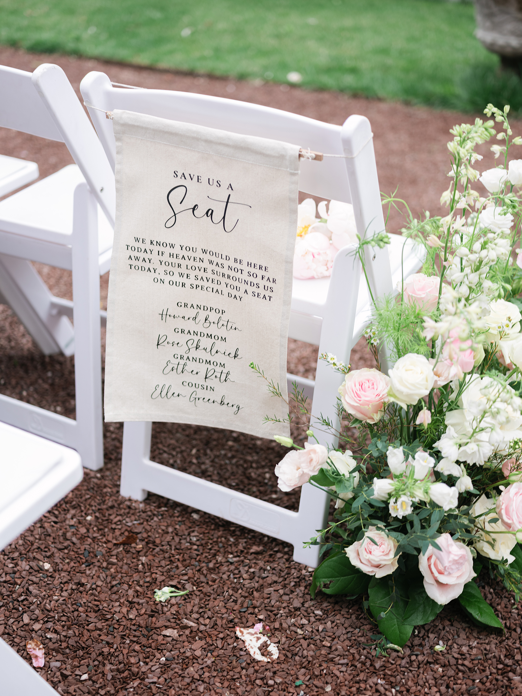 wedding ceremony reserved seating display