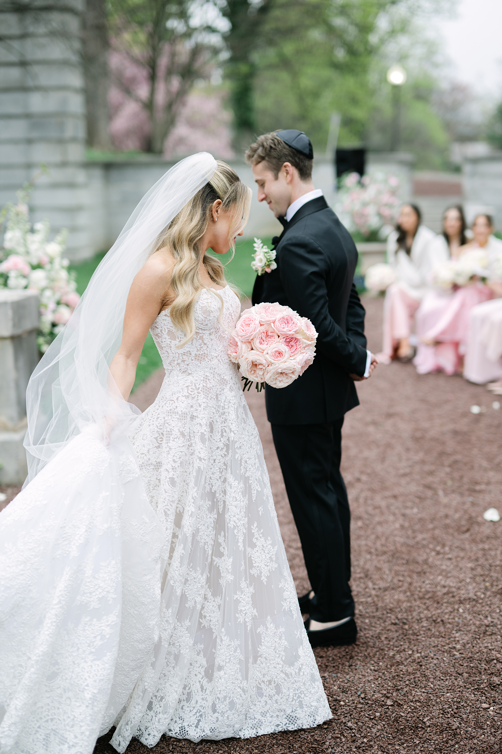 bride and groom at altar
