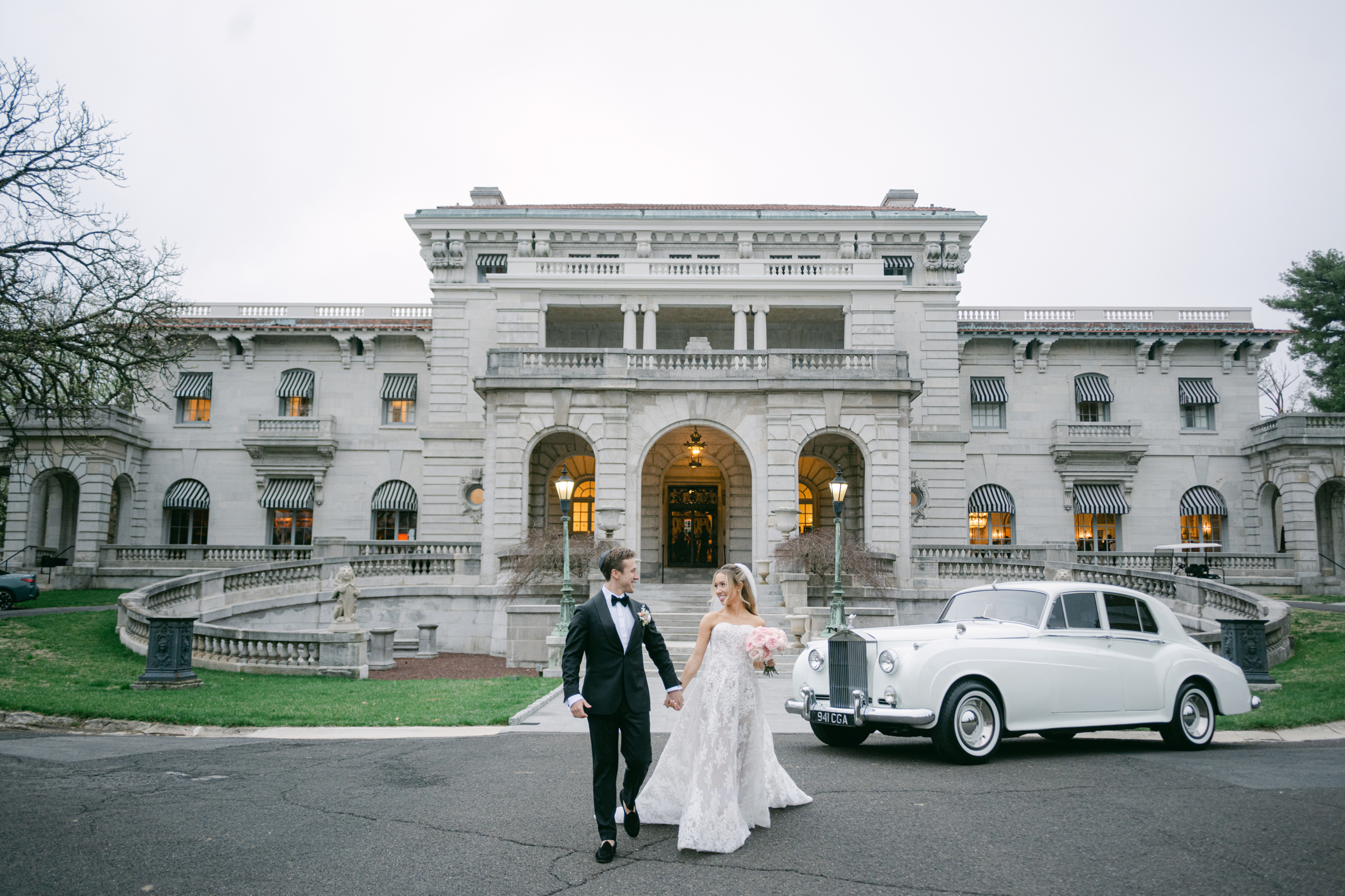 classy and editorial bride and groom portrait