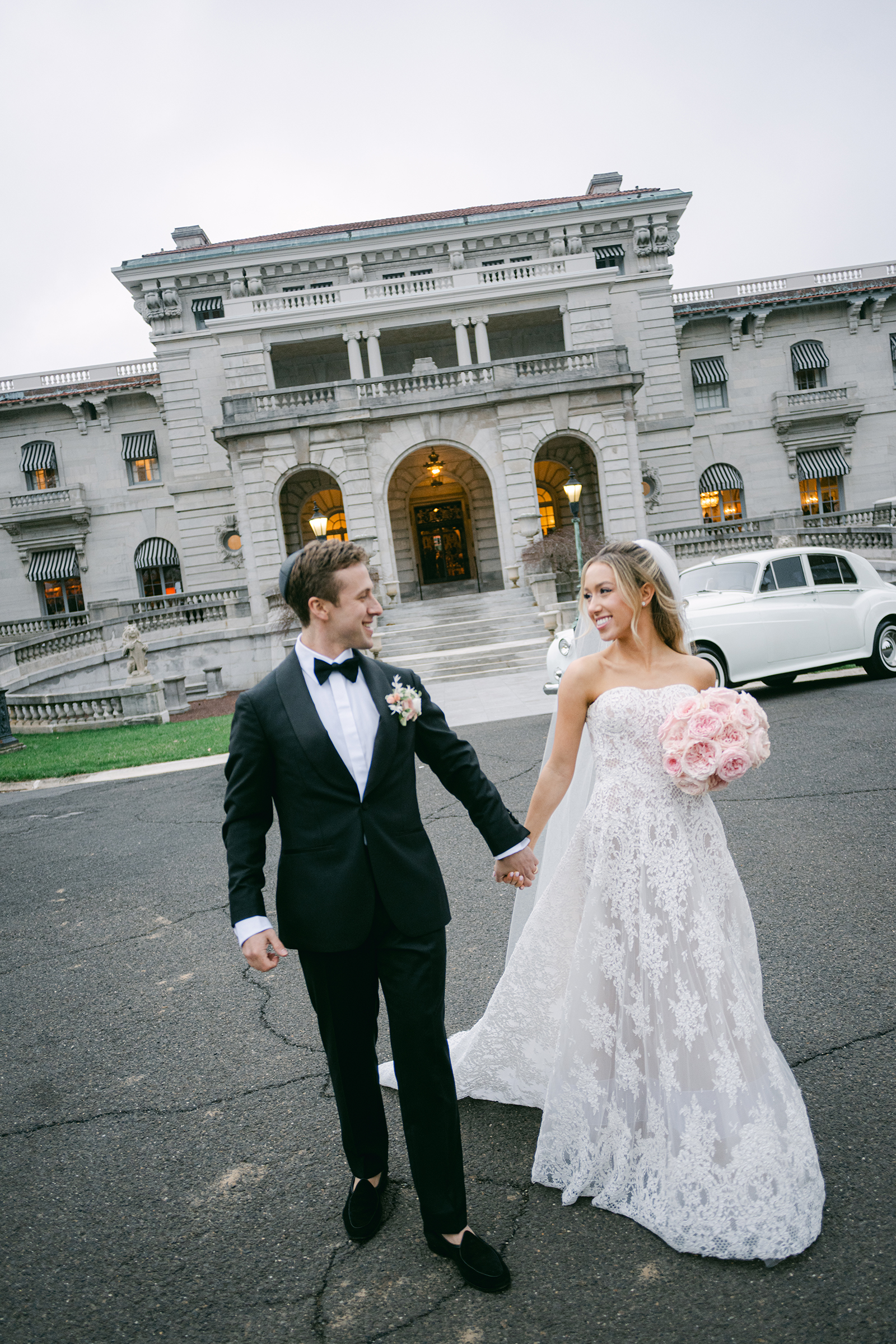 classy and editorial bride and groom portrait