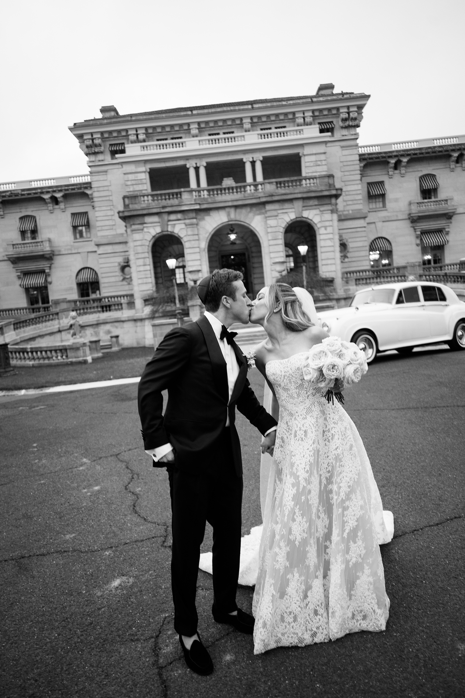 classy and editorial bride and groom portrait