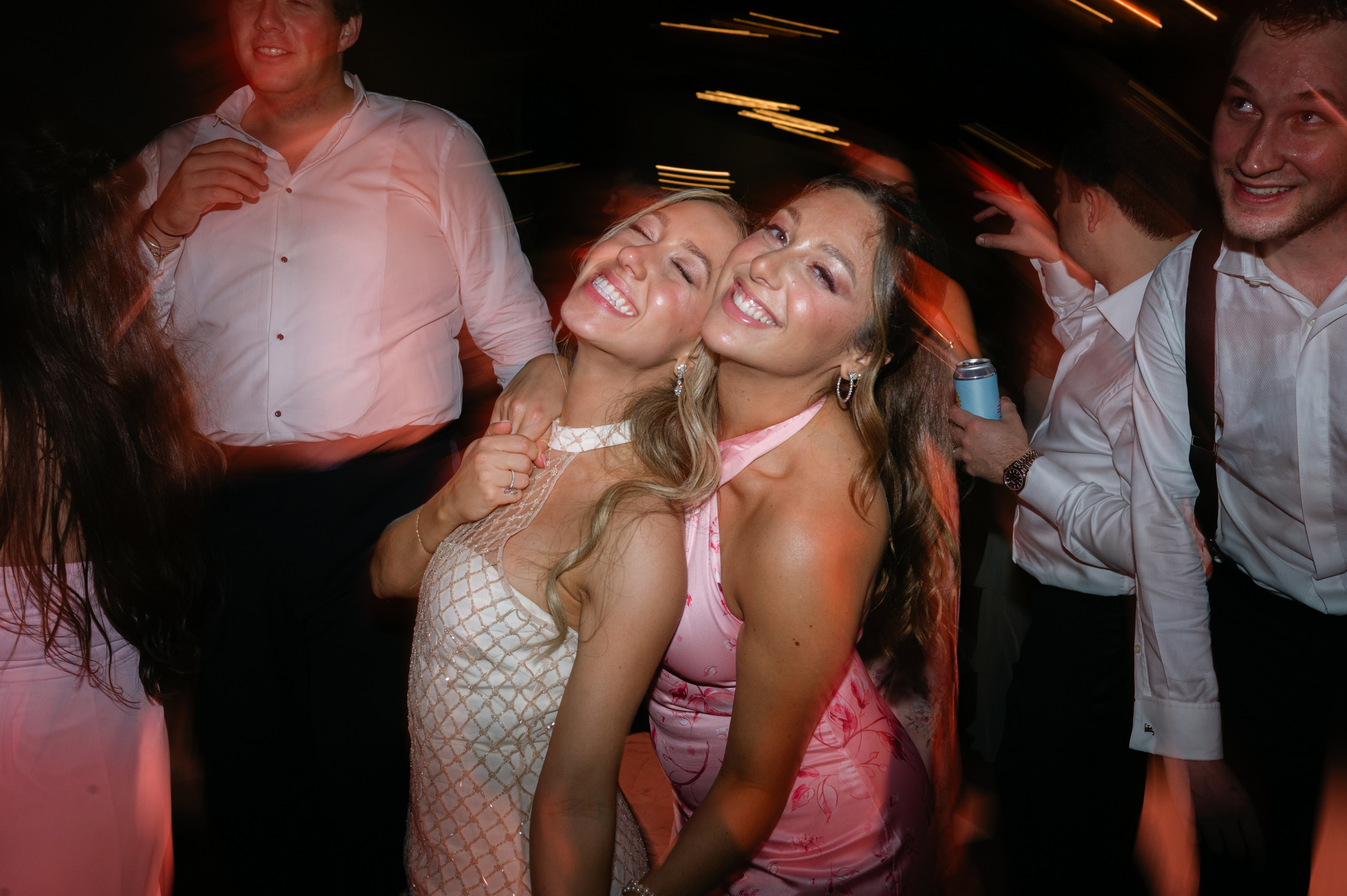 bride and guests during wedding reception