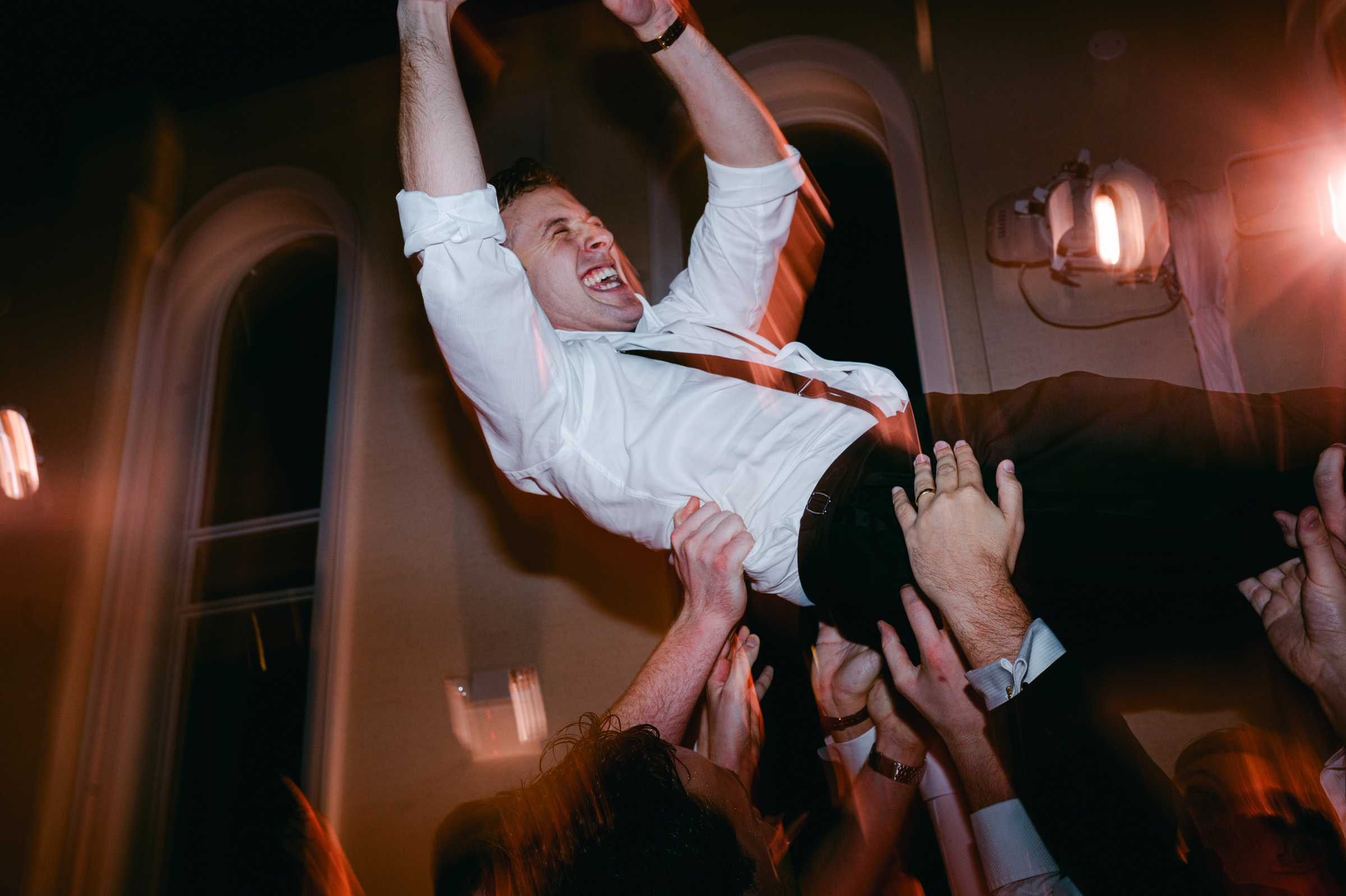 groom during wedding reception