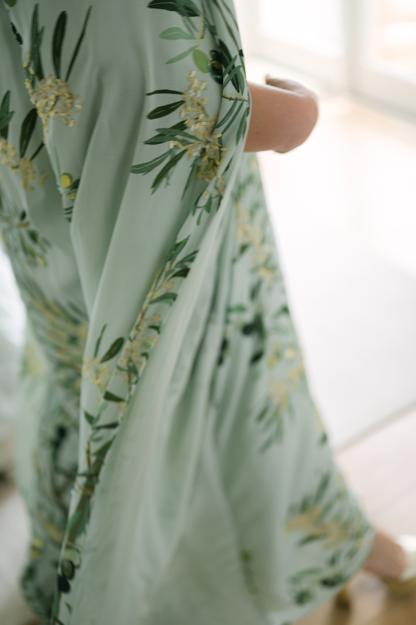 floral green details of dress