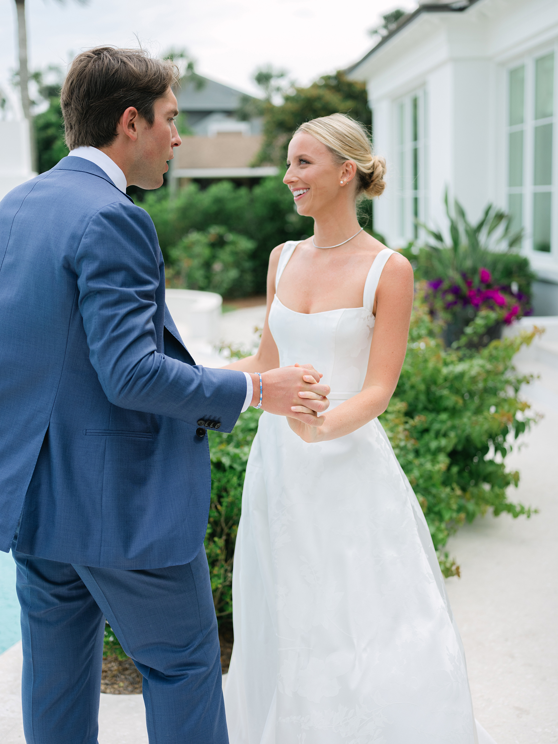 bride and groom's first look