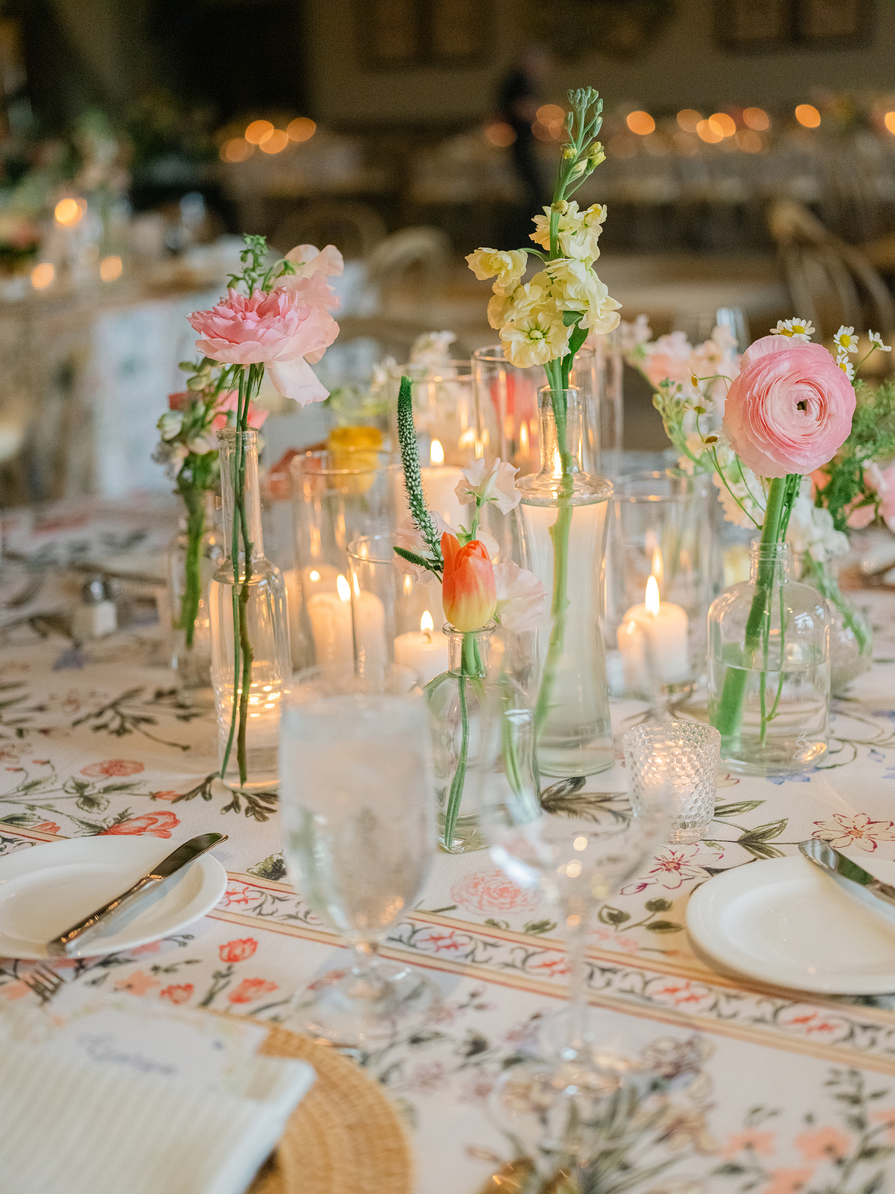 florals on wedding reception table
