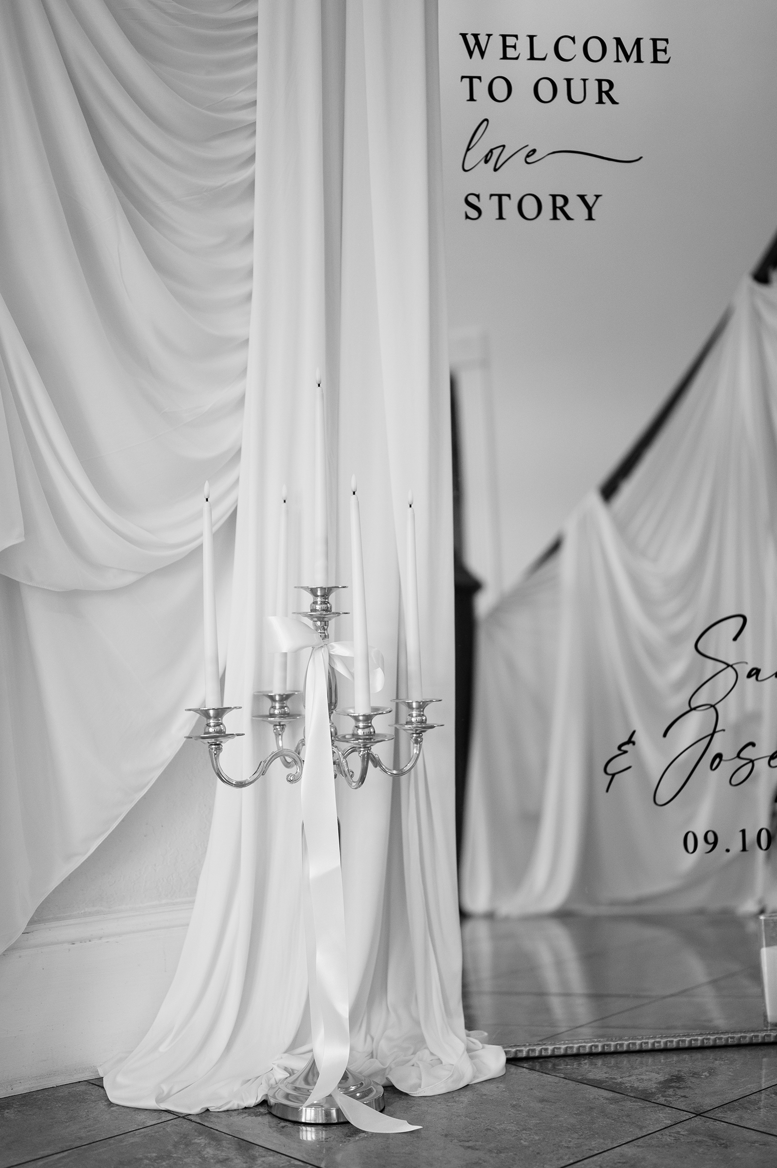 black and white picture of wedding ceremony