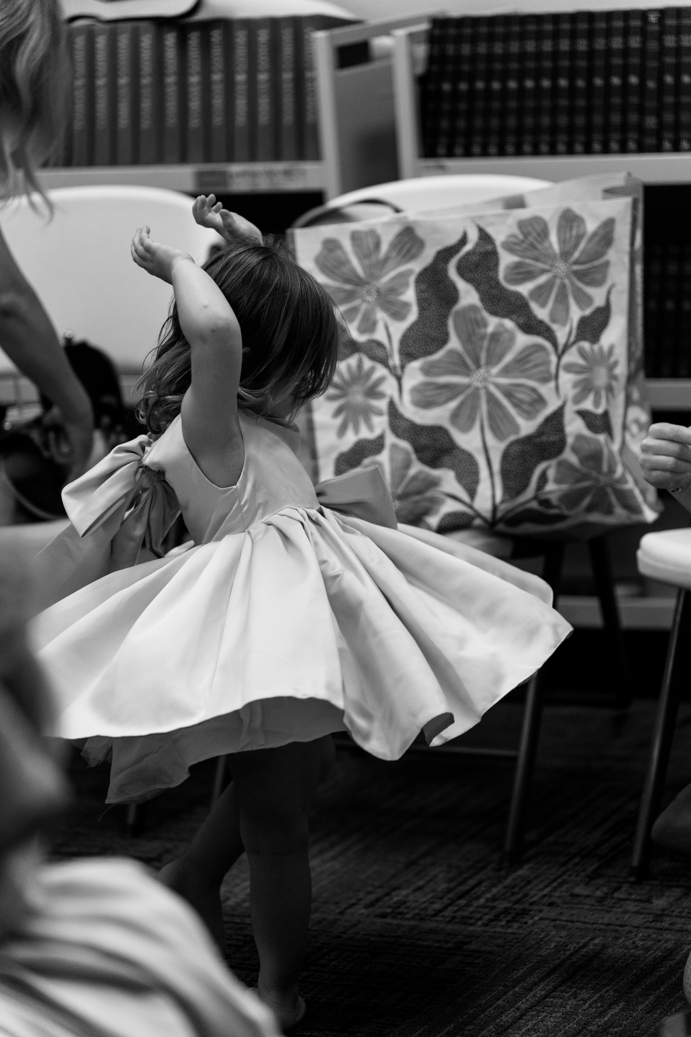 black and white portrait inside bridal suite