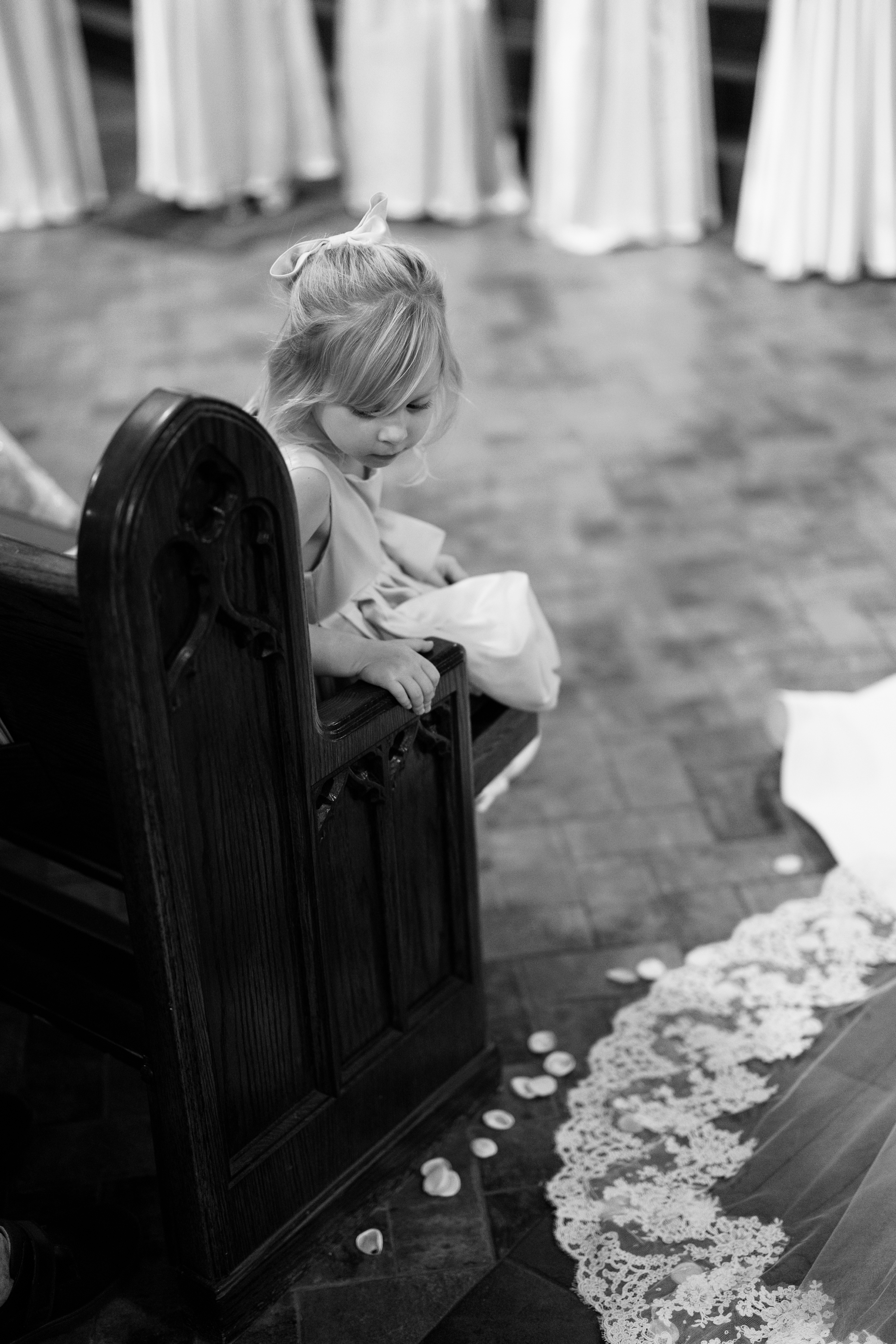 black and white wedding picture of wedding guests