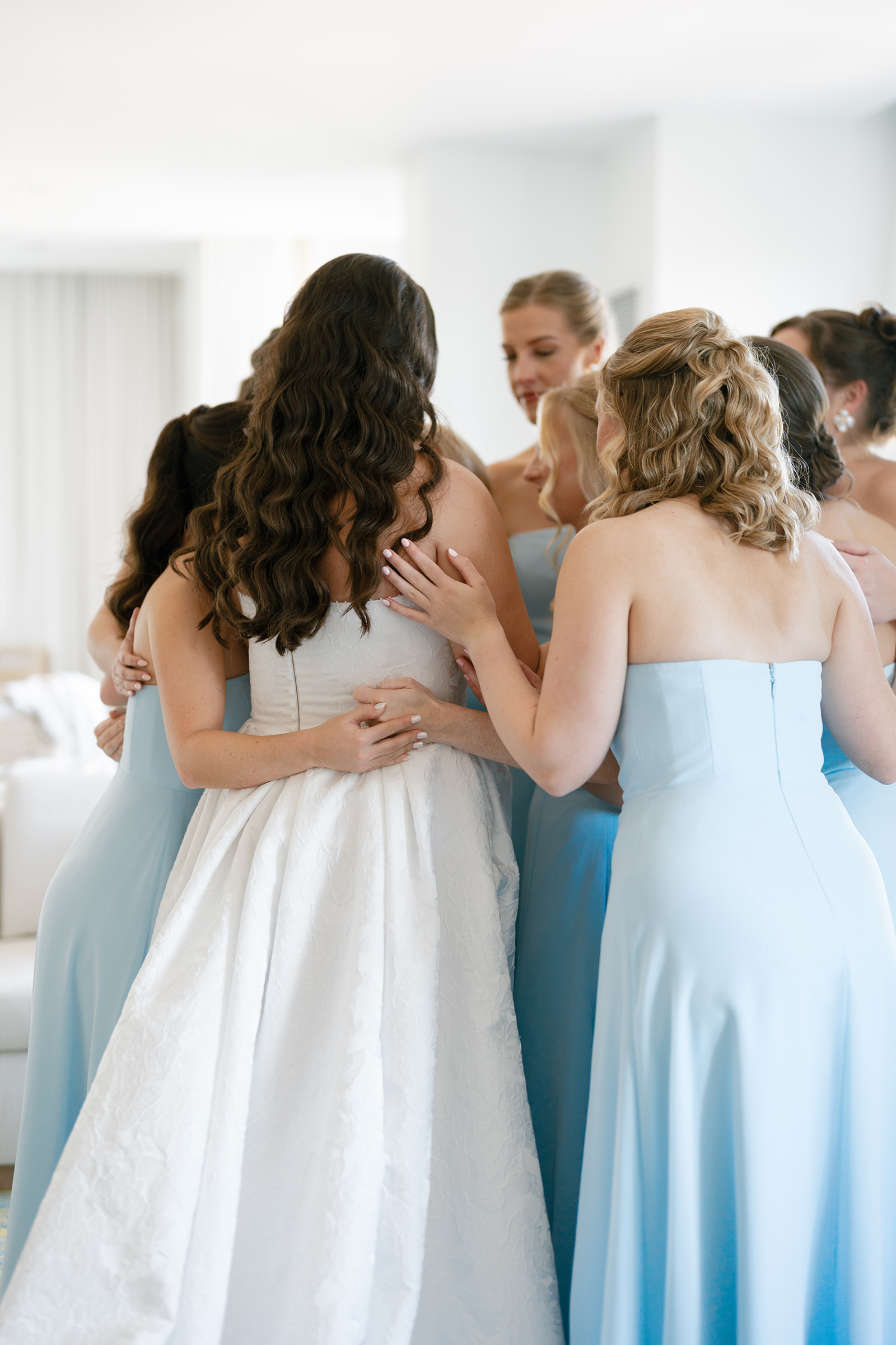 first look with bridesmaids