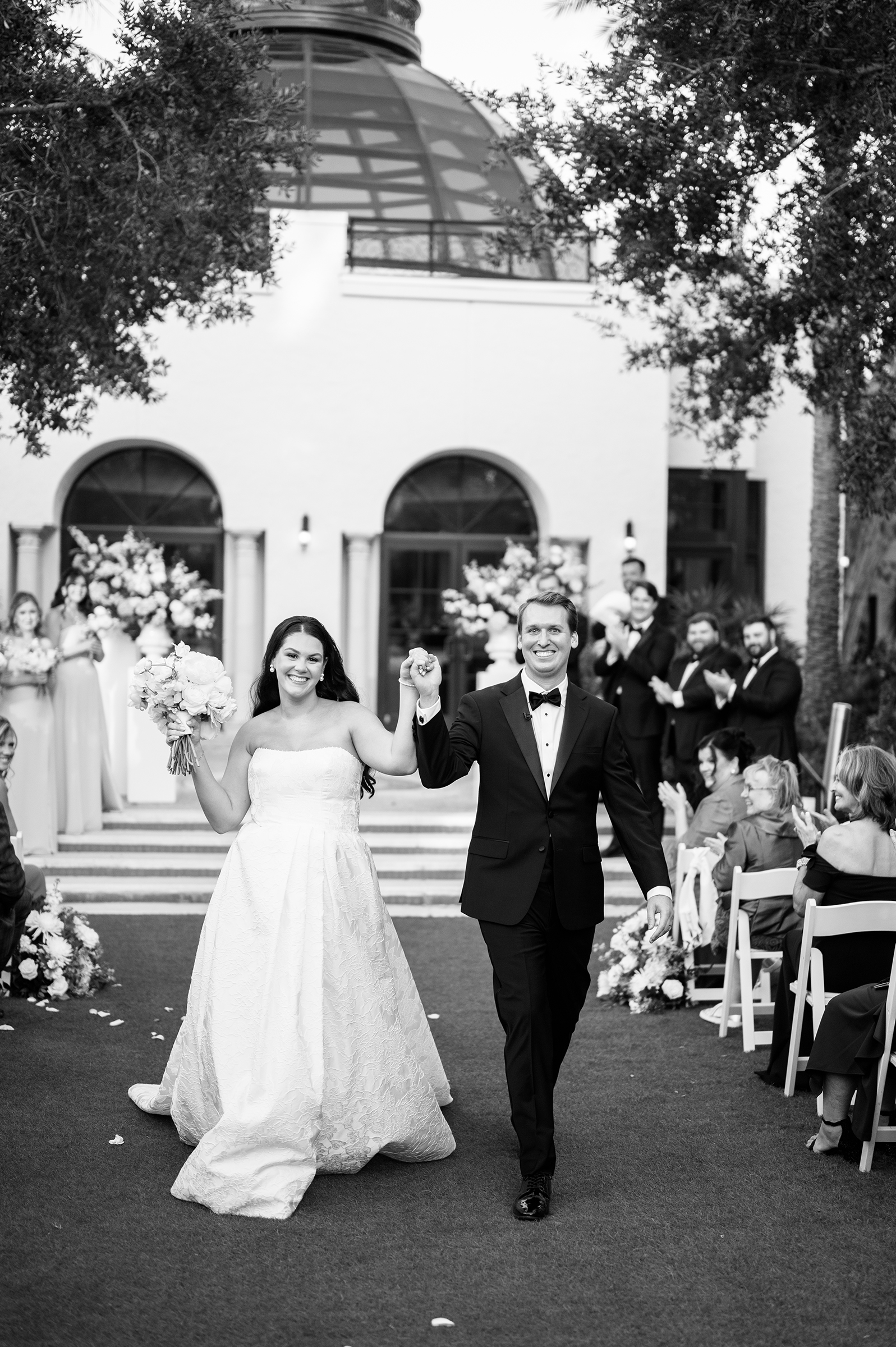 bride and groom exiting during wedding ceremony 