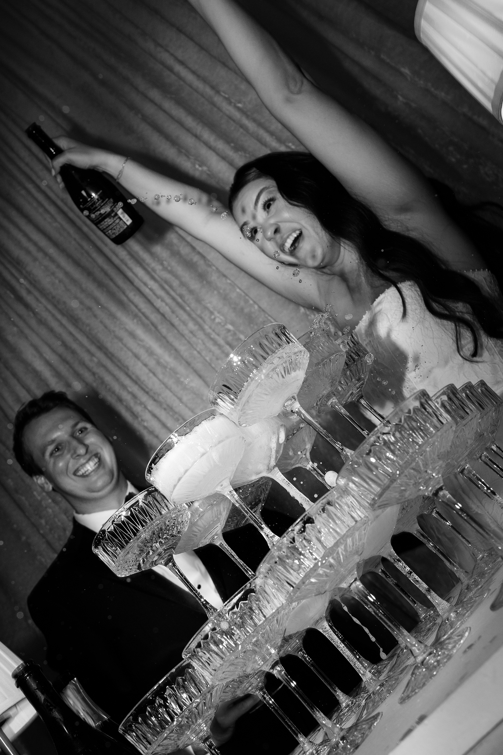 wedding reception champagne tower