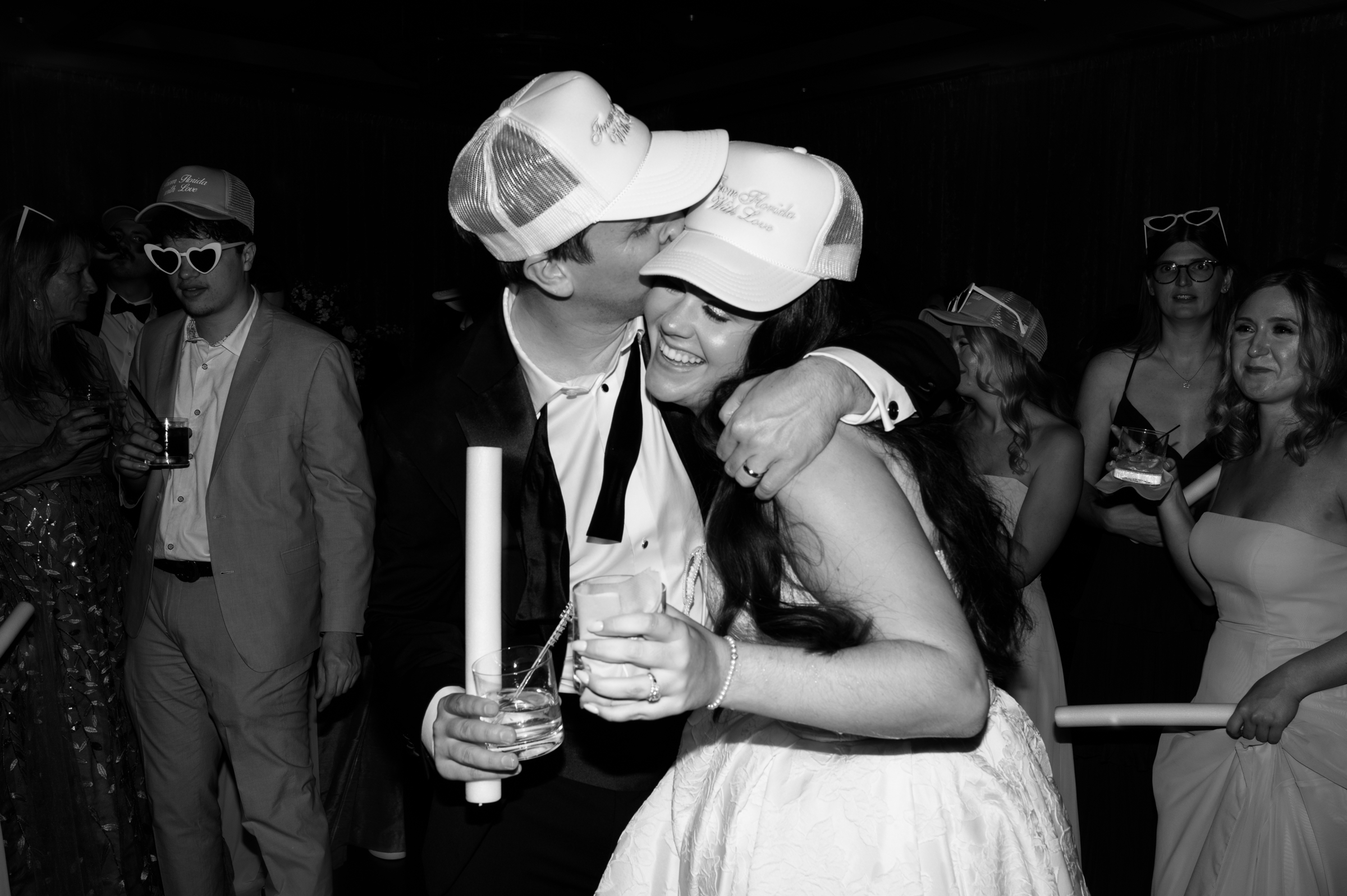 bride and groom partying at reception