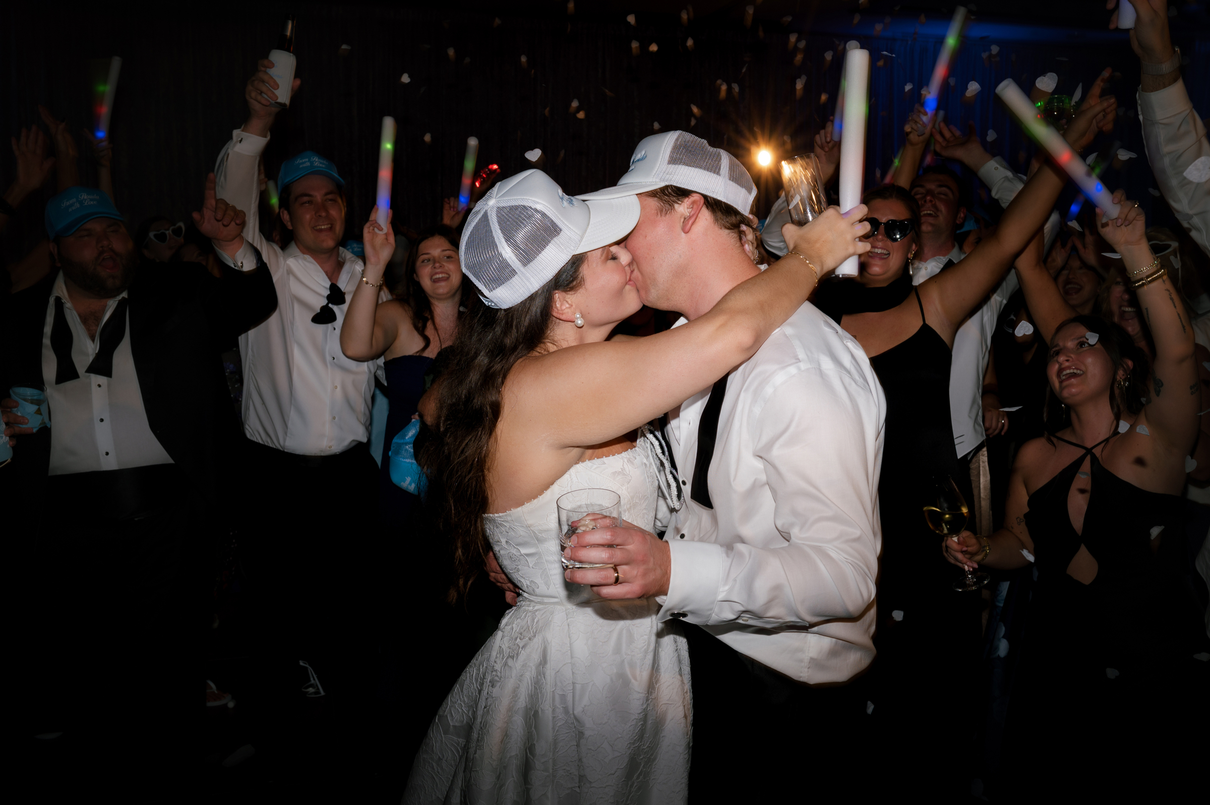 bride and groom at wedding reception
