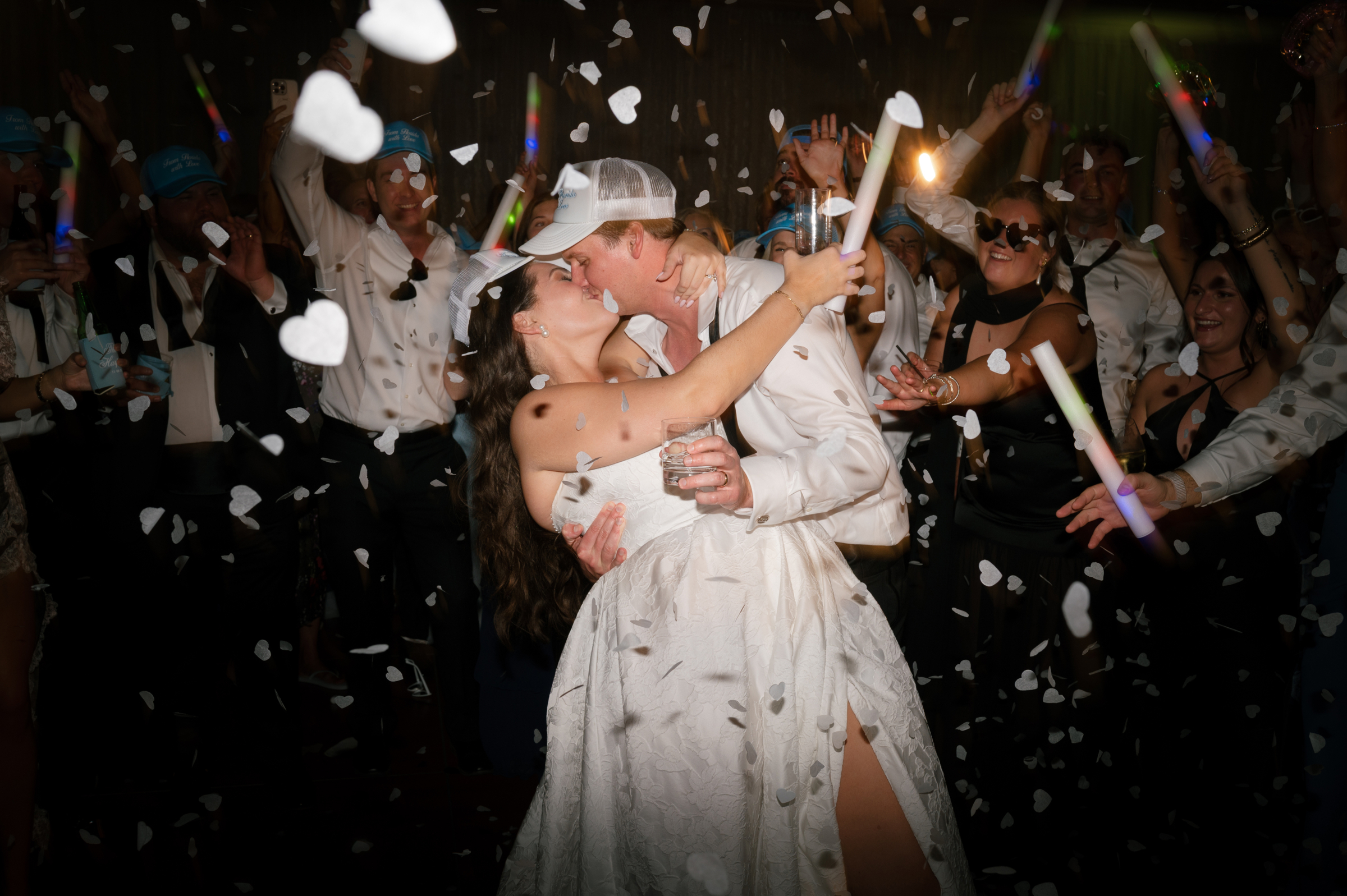 bride and groom at wedding reception