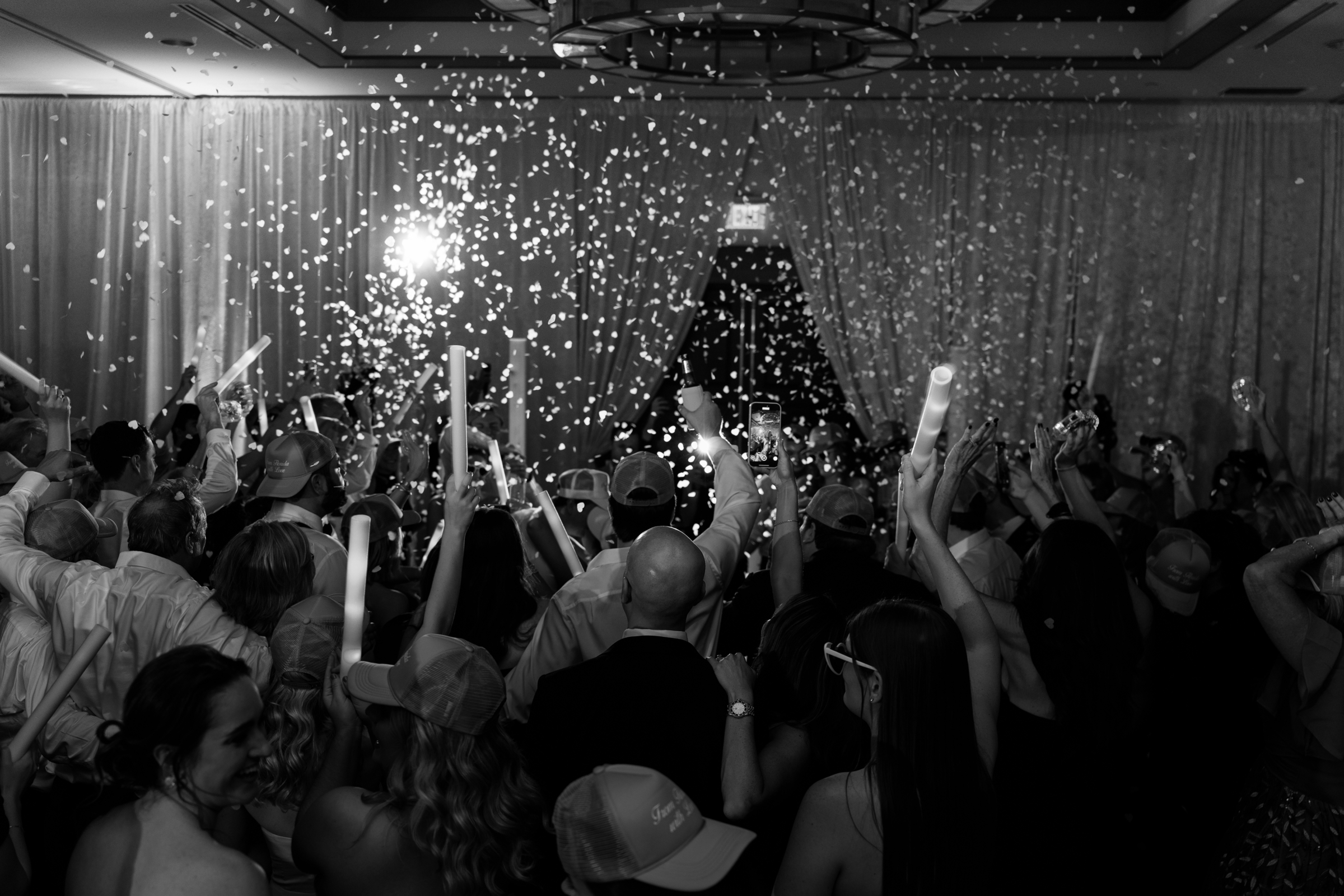 confetti during wedding reception