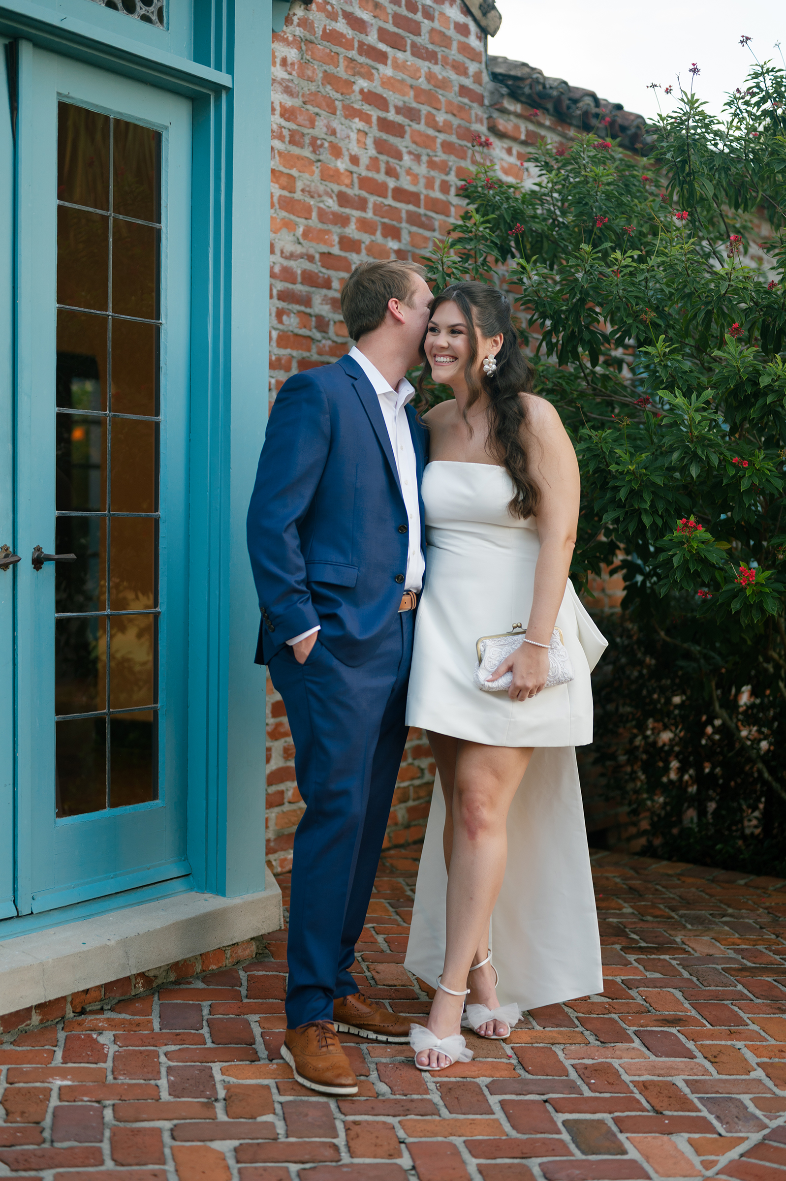 classy bride and groom rehearsal outfits
