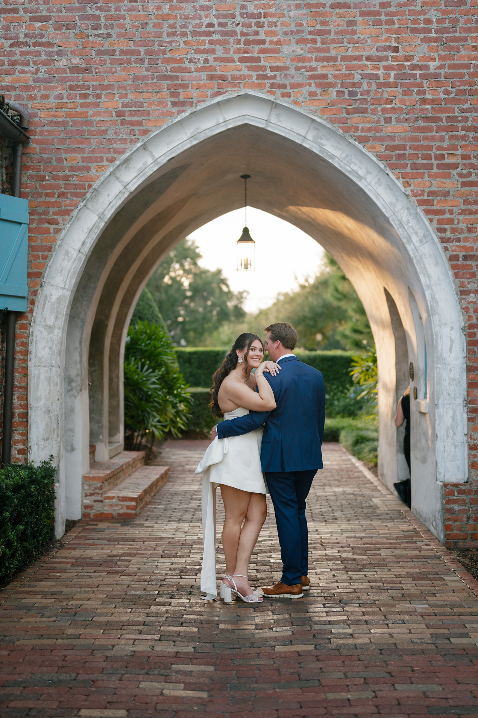 classy bride and groom rehearsal outfits