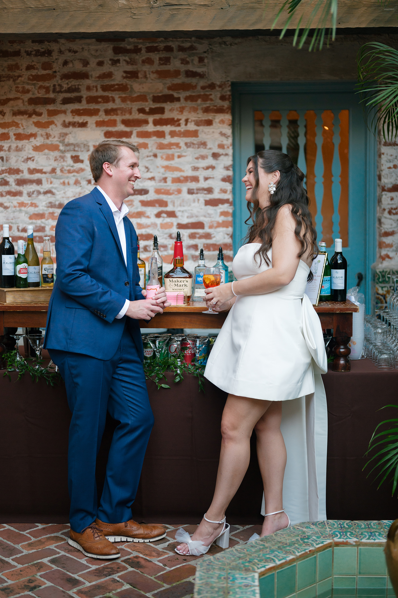 bride and groom at rehearsal dinner