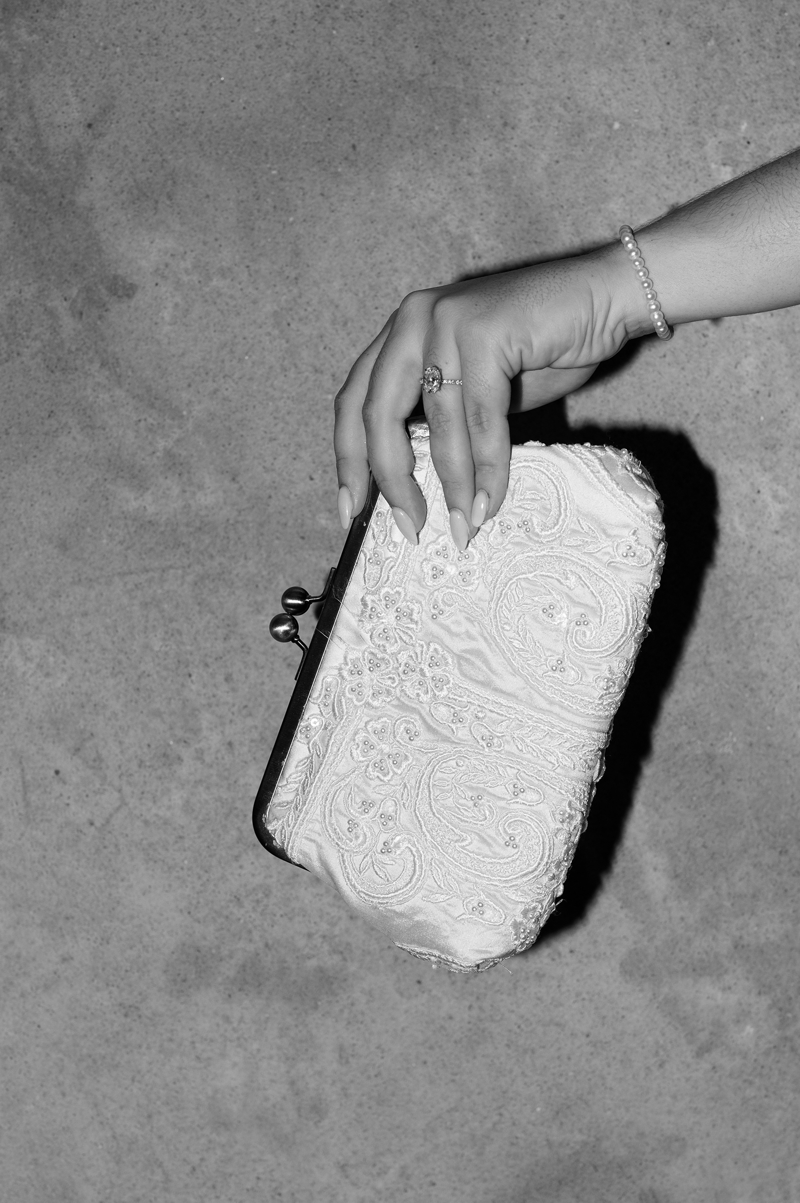 sequin bridal clutch