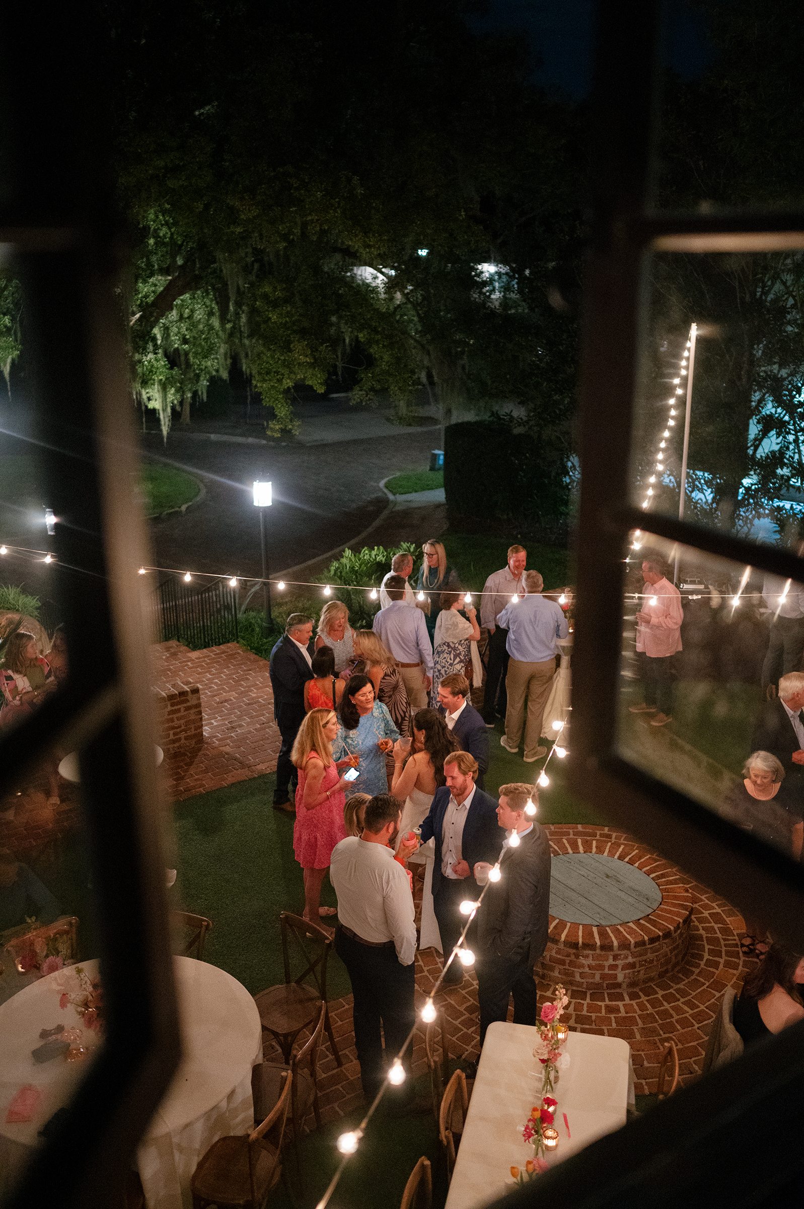 wedding guests talking to one another