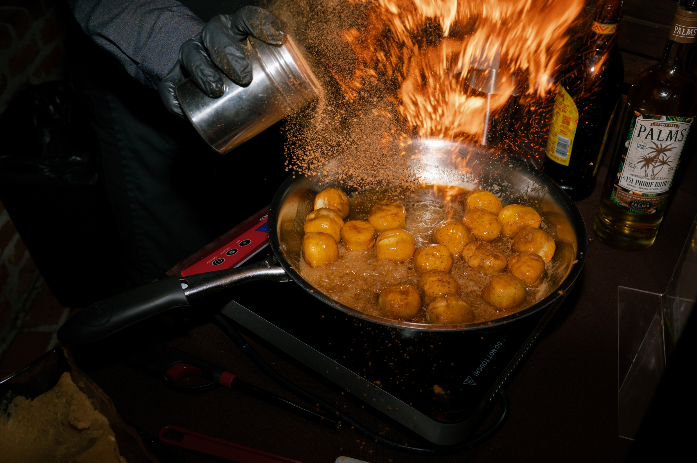 flambéed donuts