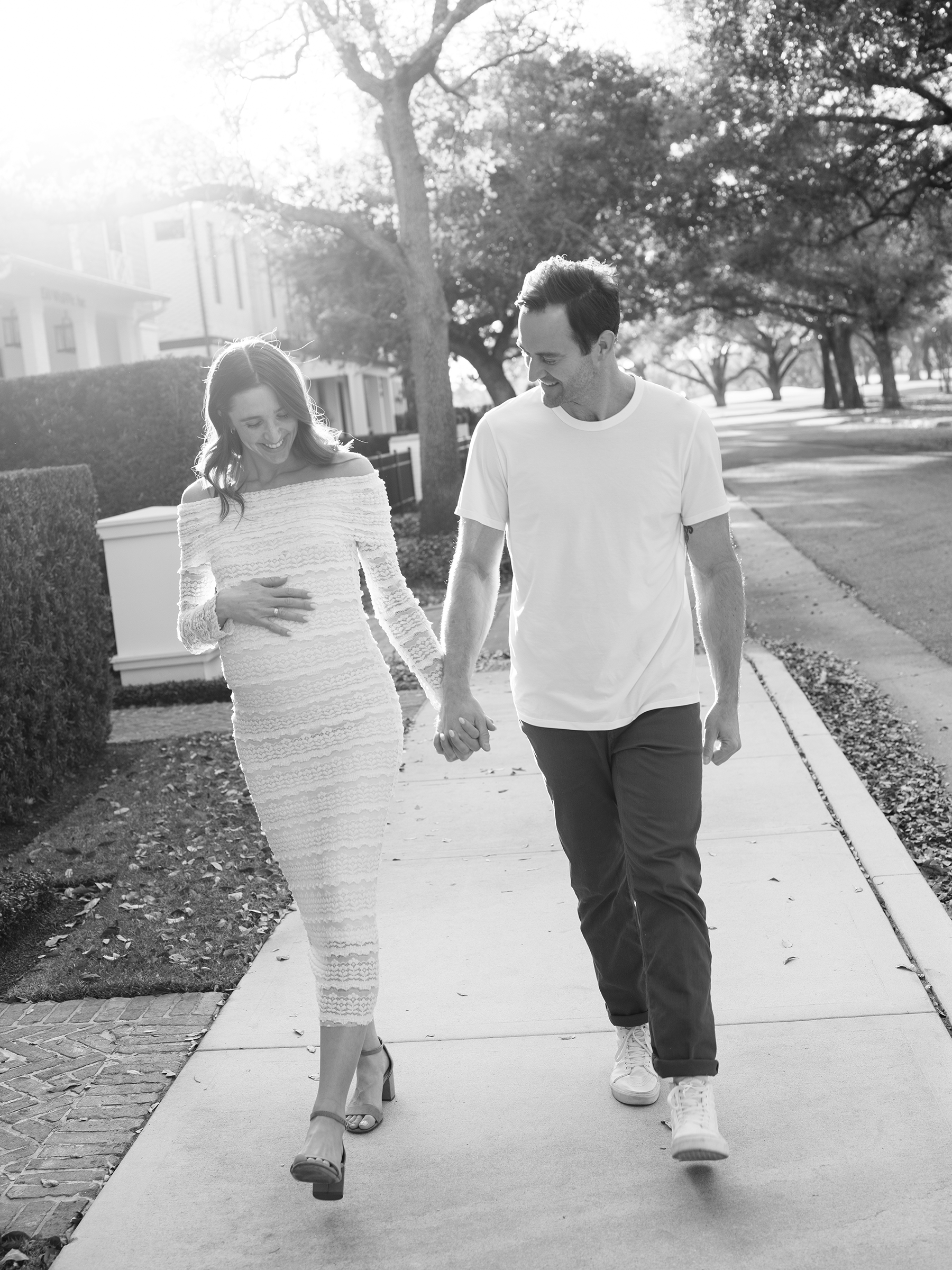 black-and-white maternity photo